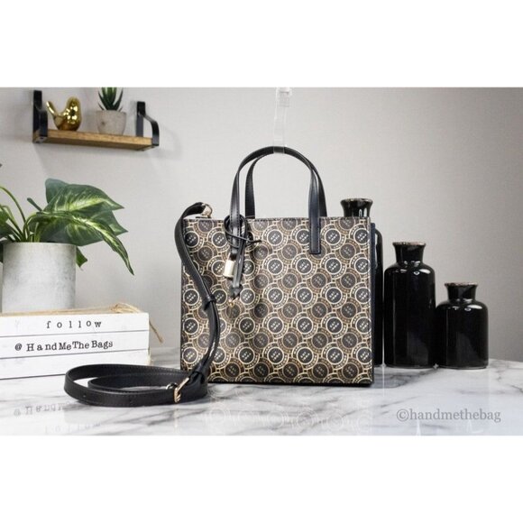 NEW Marc Jacobs Mini Grind Signet Printed Pebbled Leather Crossbody Tote Handbag